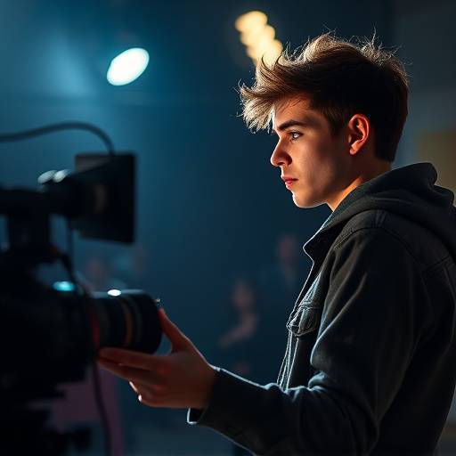 A student practicing their on-screen performance in a screen acting class.