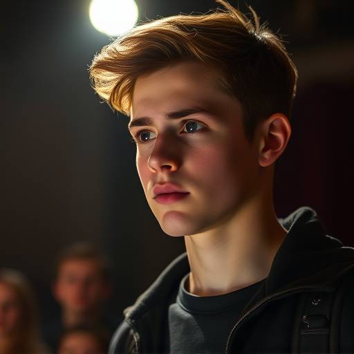 Image of Adrian Bell, a student excelling in his classes at the acting school.