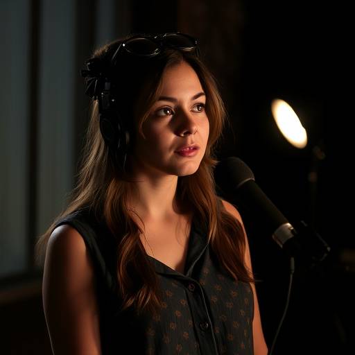 Image of Olivia Wilson, a student in the audition techniques course, practicing her monologue.