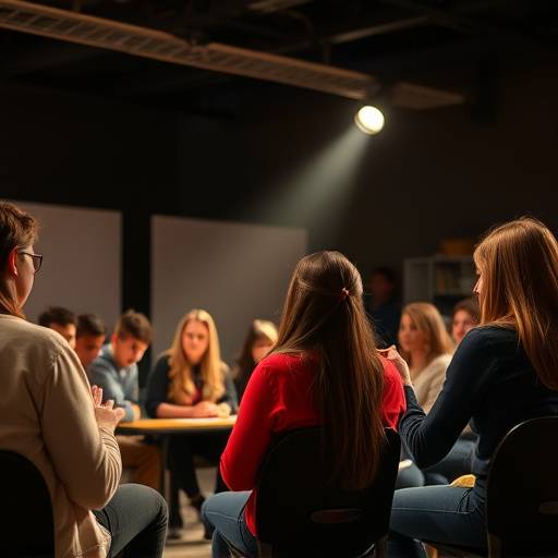 Students practicing scene work in a classroom at Thespian Arts Academy
