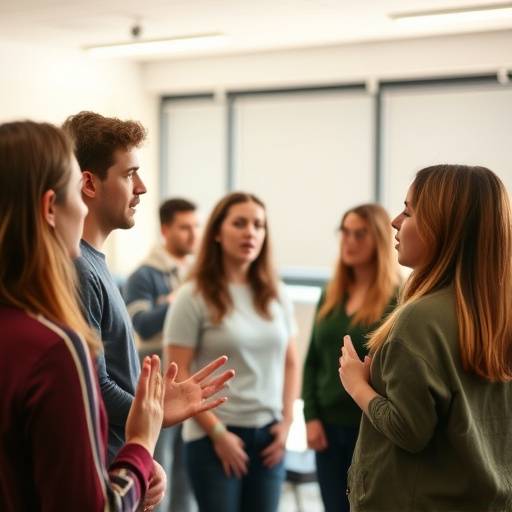 Students practicing vocal exercises in a Voice and Speech class.